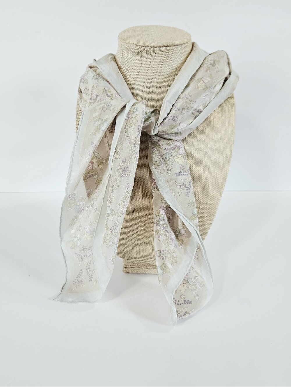 Vintage Liz Claiborne Accessories 100% Silk Chiffon Pastel Floral Large Scarf